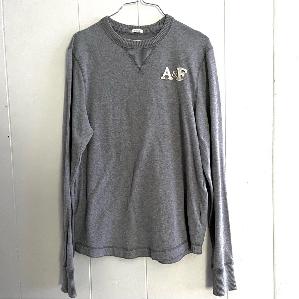 Abercrombie & Fitch Muscle Fit Crew Neck Sweatshirt Gray Long Sleeve Men’s XXL